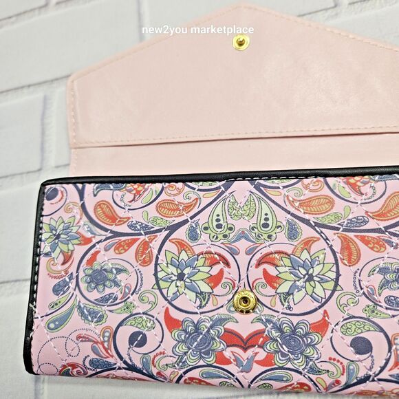 Women's Long Envelope Clutch Wallet PU Leather Purse Card Holder Floral Handbag - Picture 4 of 12